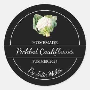 Simple Homemade Pickled Cauliflower Label Black