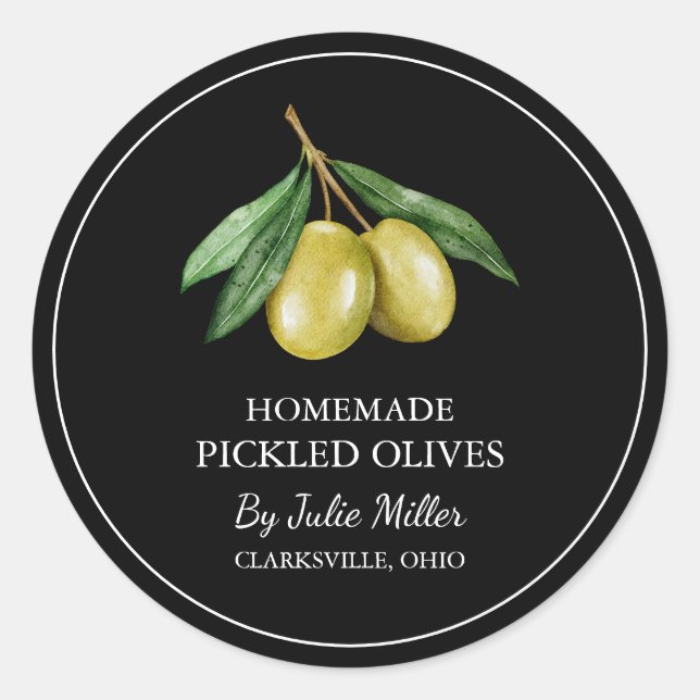 Simple Homemade Pickled Olive Label (Front)