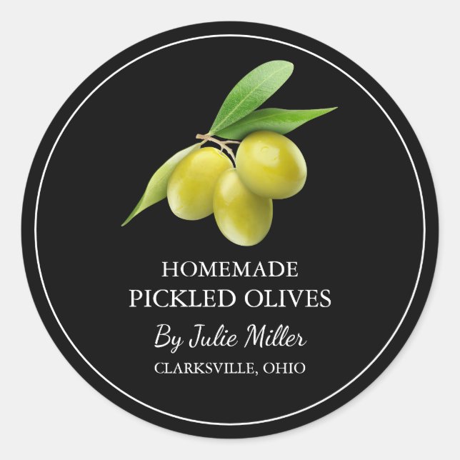 Simple Homemade Pickled Olive Label (Front)