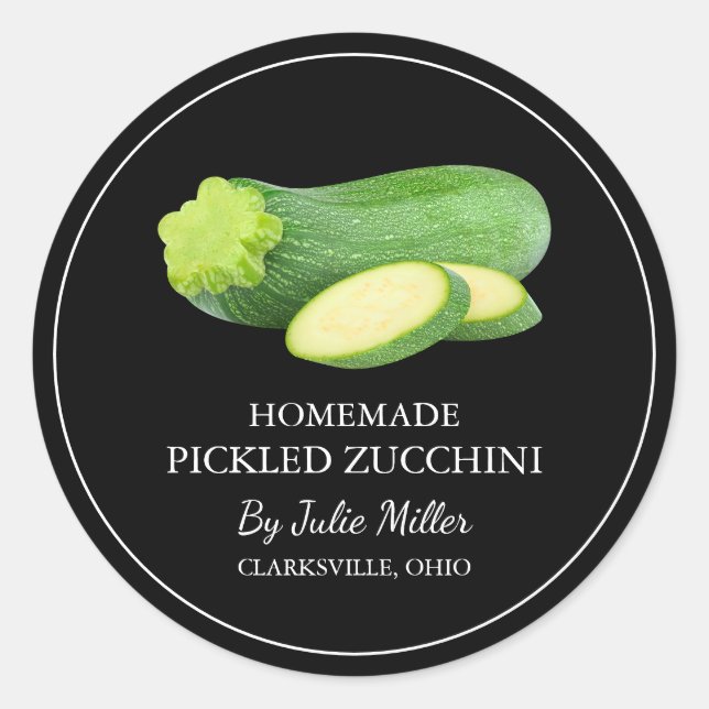 Simple Homemade Pickled Zucchini Label (Front)