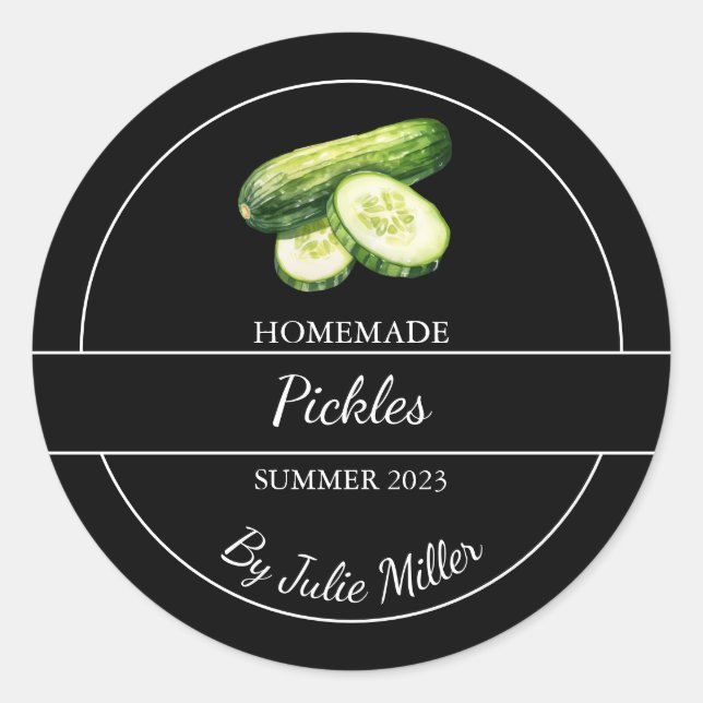 Simple Homemade Pickles Label Black (Front)