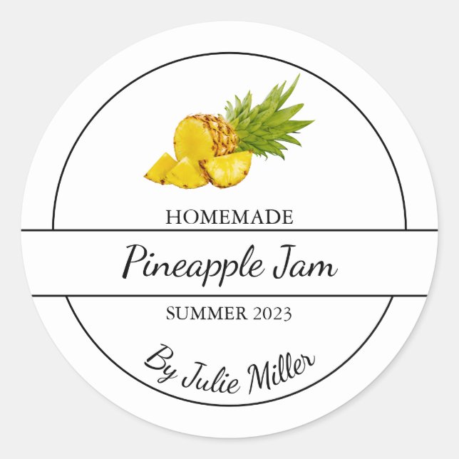 Simple Homemade Pineapple Jam Label (Front)