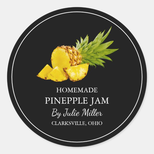 Simple Homemade Pineapple Jam Label (Front)
