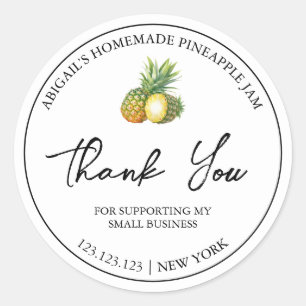 Simple Homemade Pineapple Jam Thank You Label