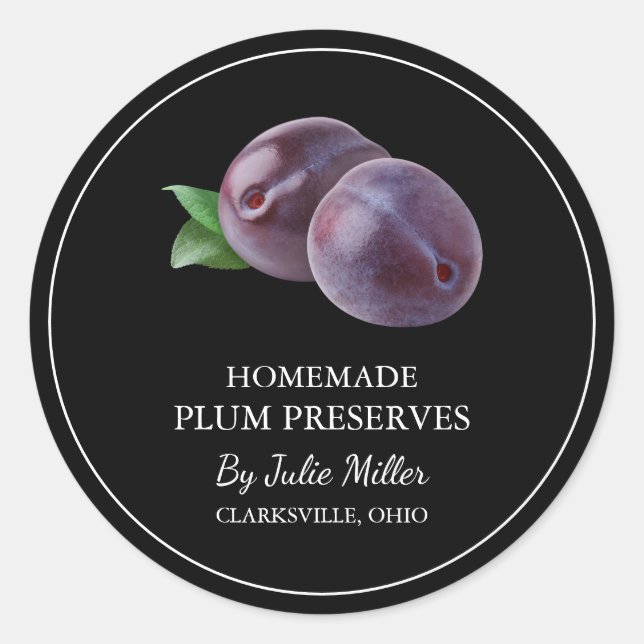 Simple Homemade Plum Preserves Label (Front)