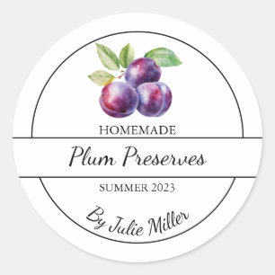 Simple Homemade Plum Preserves Label