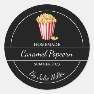Simple Homemade Popcorn Label   Black