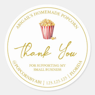 Simple Homemade Popcorn Thank You Label