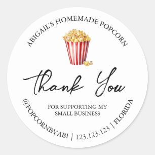 Simple Homemade Popcorn Thank You Label