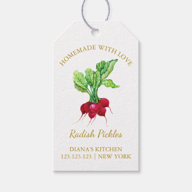 Simple Homemade Radish Pickle Hang Tag White (Front)