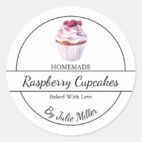Simple Homemade Raspberry Cupcakes Label