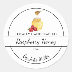 Simple Homemade Raspberry infused Honey Label