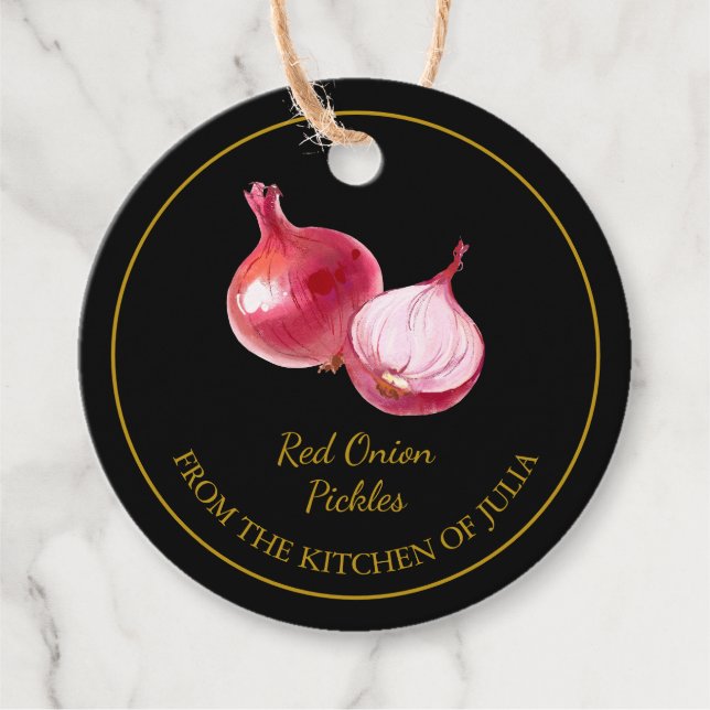 Simple Homemade Red Onion Pickles Hang Tag (Front)