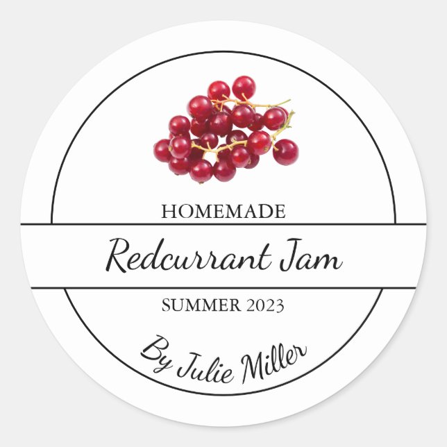 Simple Homemade Redcurrant Jam Label (Front)