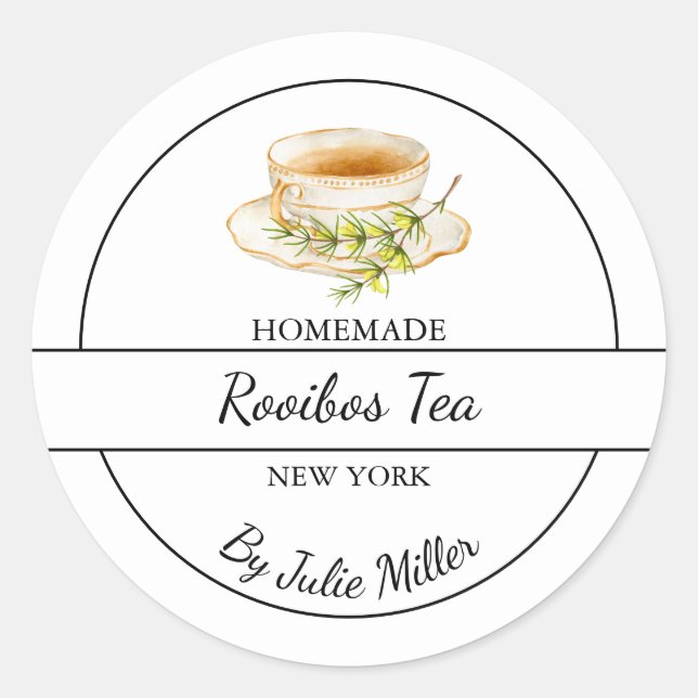 Simple Homemade Rooibos Tea Label (Front)