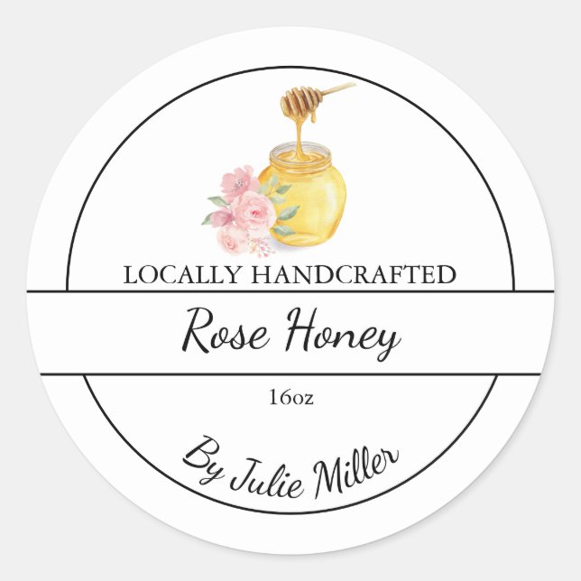 Simple Homemade Rose infused Honey Label (Front)