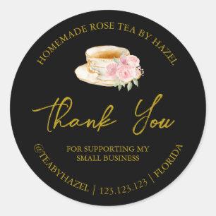 Simple Homemade Rose Tea Thank You Label