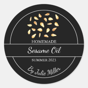 Simple Homemade Sesame Oil Label Black