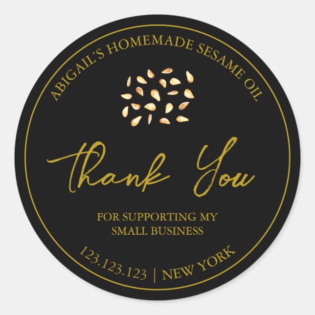 Simple Homemade Sesame Oil Thank You Label (Front)