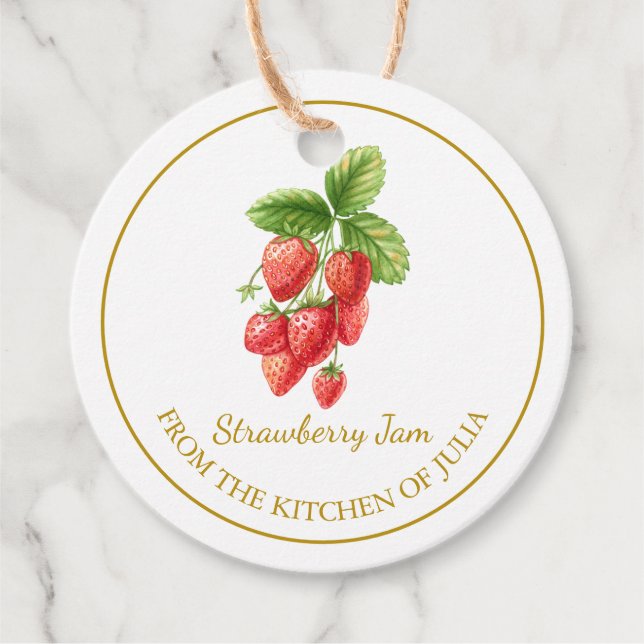 Simple Homemade Strawberry Jam Hang Tag l White (Front)
