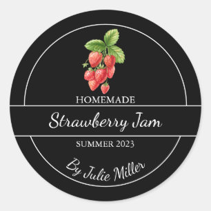Simple Homemade Strawberry Jam Label Black