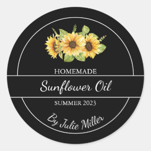 Simple Homemade Sunflower Oil Label Black