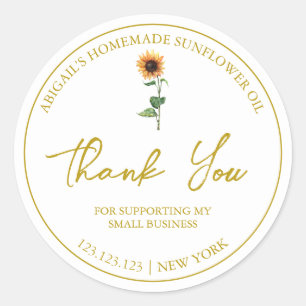 Simple Homemade Sunflower Oil Thank You Label