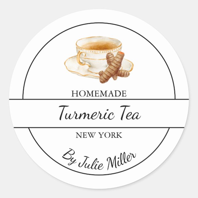 Simple Homemade Turmeric Tea Label (Front)