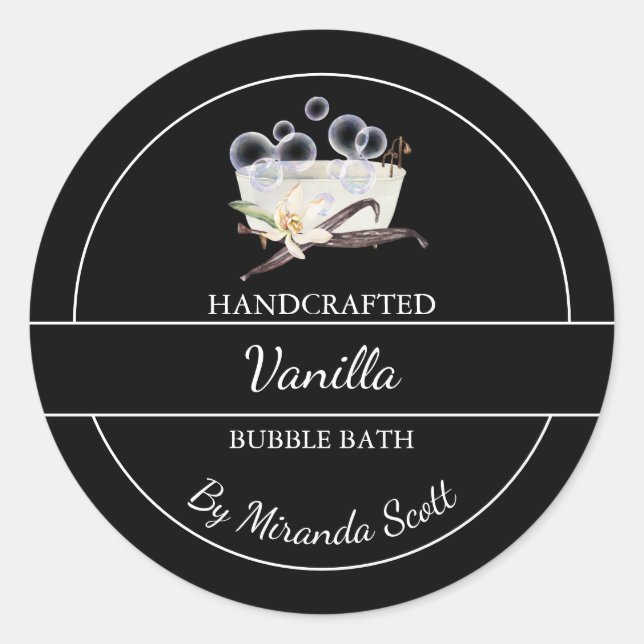 Simple Homemade Vanilla Bubble Bath Label (Front)
