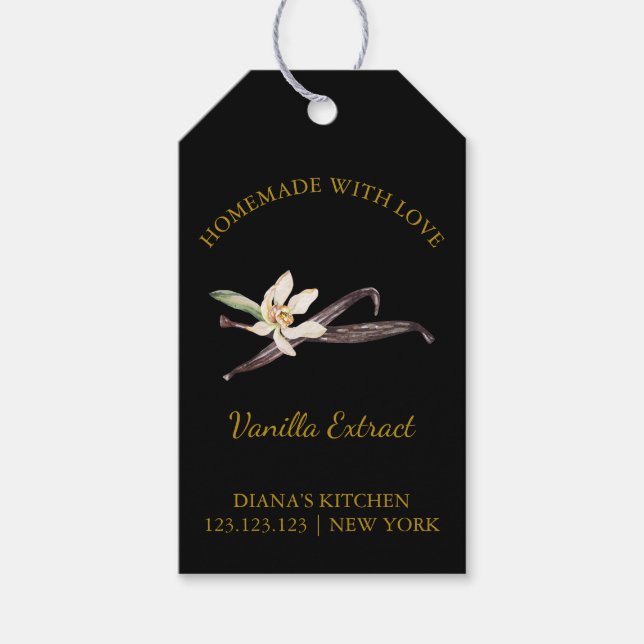 Simple Homemade Vanilla Extract Hang Tag l Black (Front)