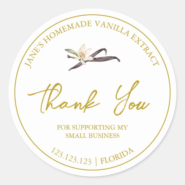 Simple Homemade Vanilla Extract Thank You Label (Front)