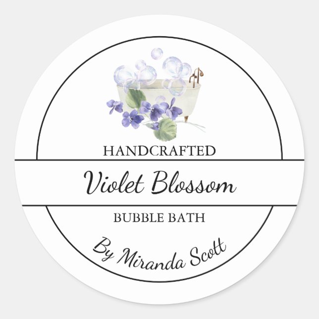 Simple Homemade Violet Bubble Bath Label (Front)