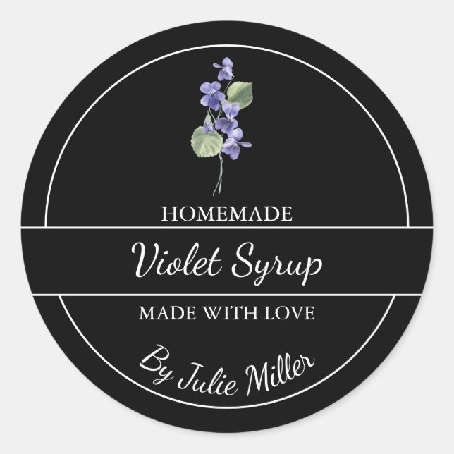 Simple Homemade Violet Syrup Label (Front)