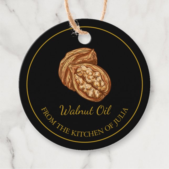Simple Homemade Walnut Oil Hang Tag l Black (Front)