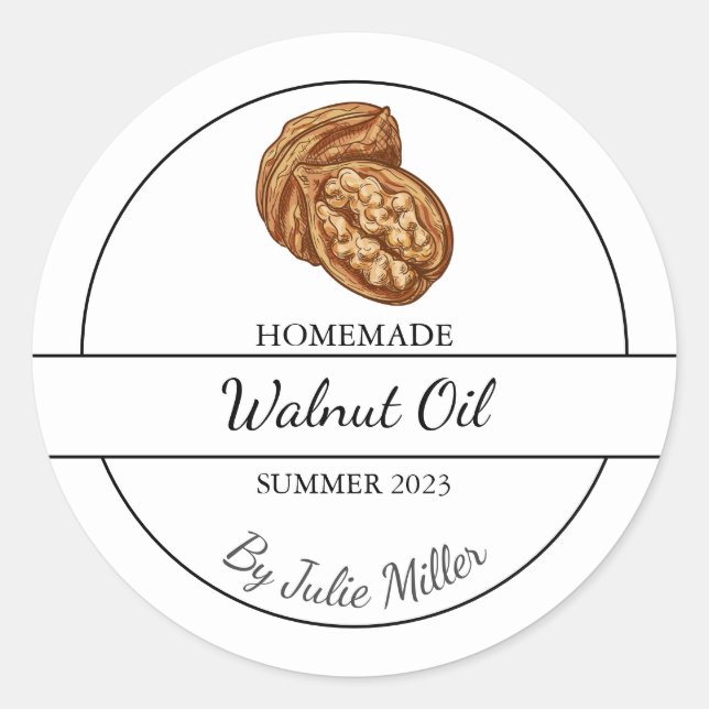 Simple Homemade Walnut Oil Label (Front)