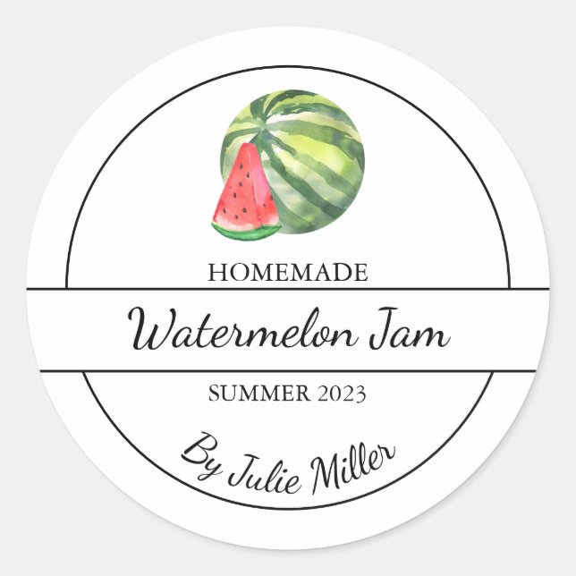 Simple Homemade Watermelon Jam Label (Front)
