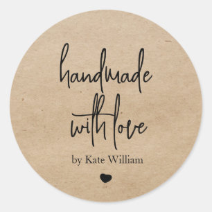 Simple Homemade with Love Kraft Paper Classic Round Sticker