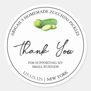 Simple Homemade Zucchini Pickle Thank You Label