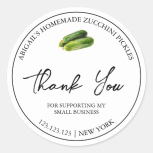 Simple Homemade Zucchini Pickle Thank You Label