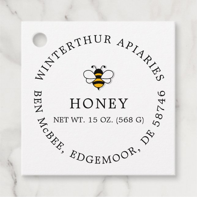 Simple Honey Farm Business Favour Tags (Front)
