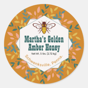 Simple Honeybee Add Logo Honey Jar Classic Round Sticker