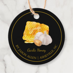 Simple Honeycomb Garlic Infused Honey Hang Tag