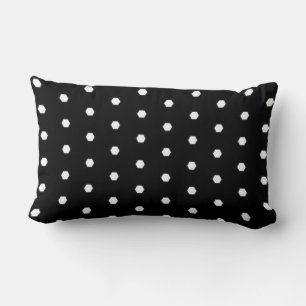 Simple Honeycomb Hexagon Black and White Pattern Lumbar Cushion