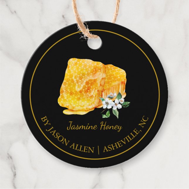 Simple Honeycomb Jasmine Infused Honey Hang Tag (Front)