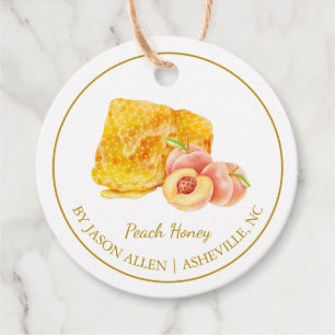 Simple Honeycomb Peach Infused Honey Hang Tag