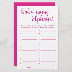 Simple Hot Pink Alphabet Name Magenta Party Game