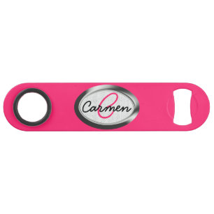 Simple Hot Pink and Metallic Monogram