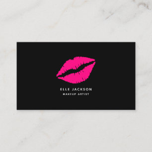 Simple hot pink black lips makeup artist business card