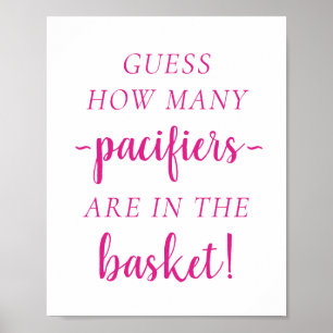 Simple Hot Pink How Many Magenta Guessing Game Poster