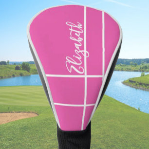 Simple hot pink minimalist custom name ladies  golf head cover